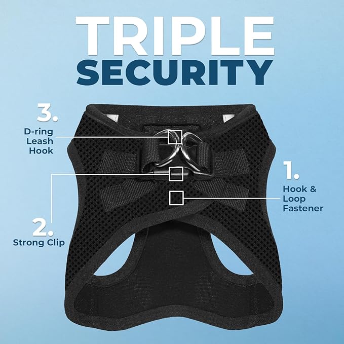 Voyager Step-In Air Dog Harness by Best Pet Supplies - All Weather Mesh Step in Vest Harness for Small and Medium Dogs, Black, size XL - Chest: 20.5 - 23"