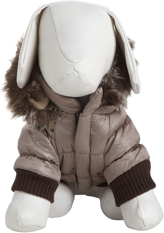 Pet Life Ski Parka, Metallic Grey, Medium