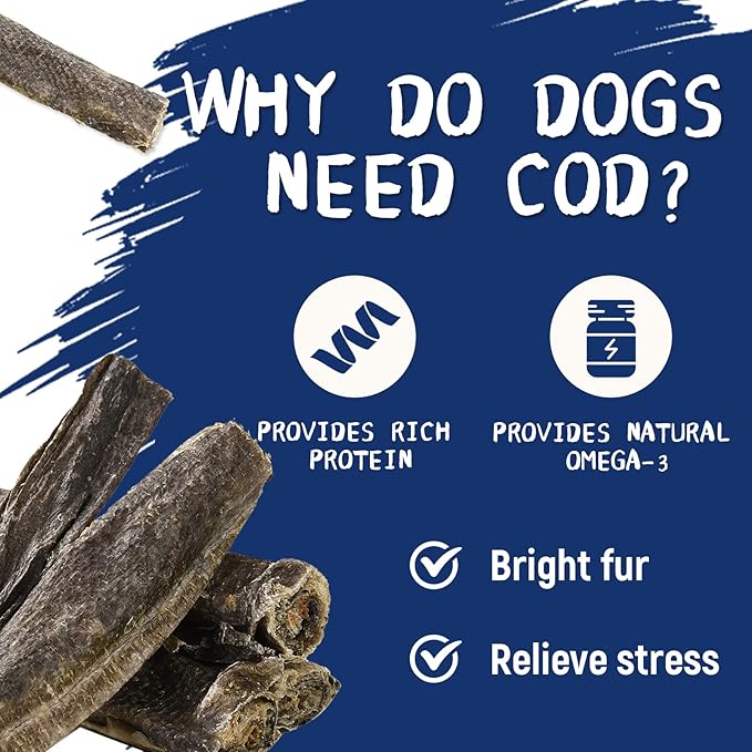 PAWUP Dog Treats, Cod Skins Dog Treat with Taurine, One-Ingredient Grain-Free Chew Fish Skin Rolls Rich in Omega3, 8 oz