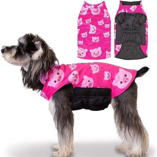 CuteBone Winter Dog Coat Waterproof Windproof Dog Jacket Reversible Dog Vest Thick Adjustable Dog Cold Weather Coats for Small Medium Large Dogs Soft Winter Coat with Leash Hole