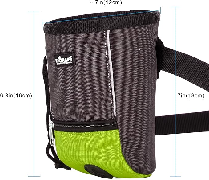 LIOPARD Treat Training Pouch for Dogs, Pet Treat Pouch, Dog Treat Pouches, Dog Treat Bag, Dog Training Treat Bag, Slanted Opening, Ideal for Dog Walking & Training (Green)