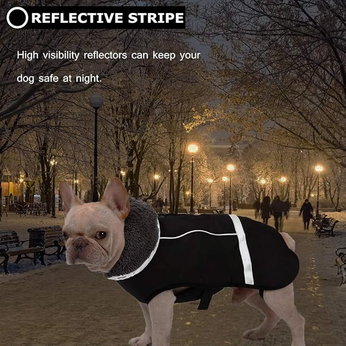 QBLEEV Warm Dog Coat Reflective Dog Jacket, Waterproof Dog Winter Coat Turtleneck Dog Clothes for Cold Weather, Thick Fleece Dog Snowsuit Christmas Dog Vest Pet Apparel for Small Medium Large Dogs 3XL