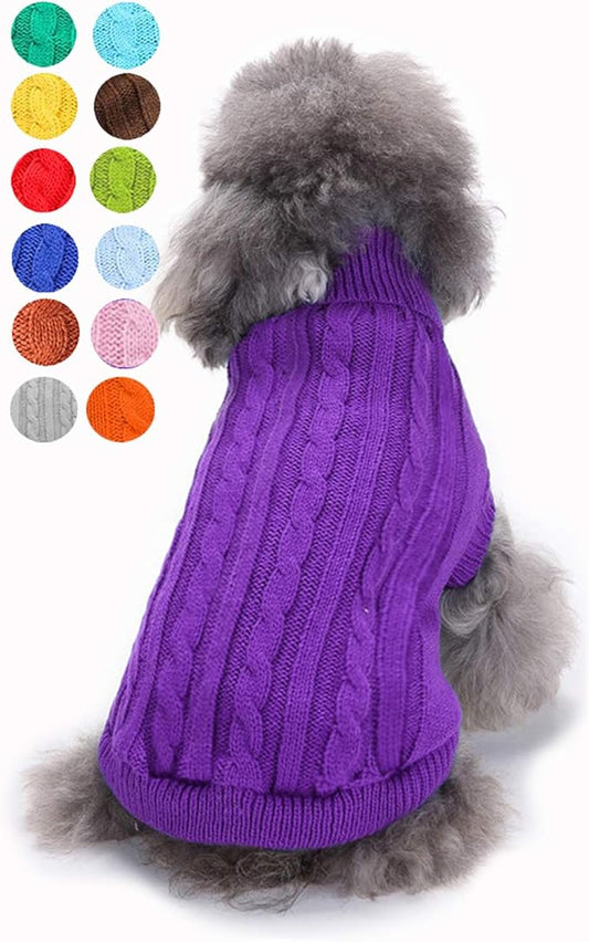 Dog Sweater for Small, Medium, Large Dogs - Warm Winter Turtleneck Pet Clothes for Cats and Puppies - Cute Classic Christmas Coat for Girls and Boys