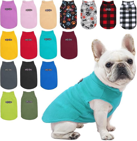 BEAUTYZOO Dog Fleece Vest Sweater Winter Jacket for Small and Medium Dogs with D-Ring Leash Cold Weather Coat Hoodie for XS S M Dogs Boy or Girls, Blue M