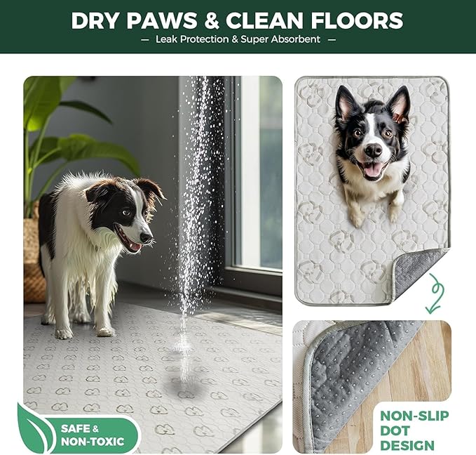 FXW Washable Pee Pads for Dogs, Puppy Pads with Super Absorbent, Specifically Designed for FXW Rollick/Homeplus 24inch 8 Panels Dog Playpen, 85" × 39" Rectangle, Khaki, 2 Packs