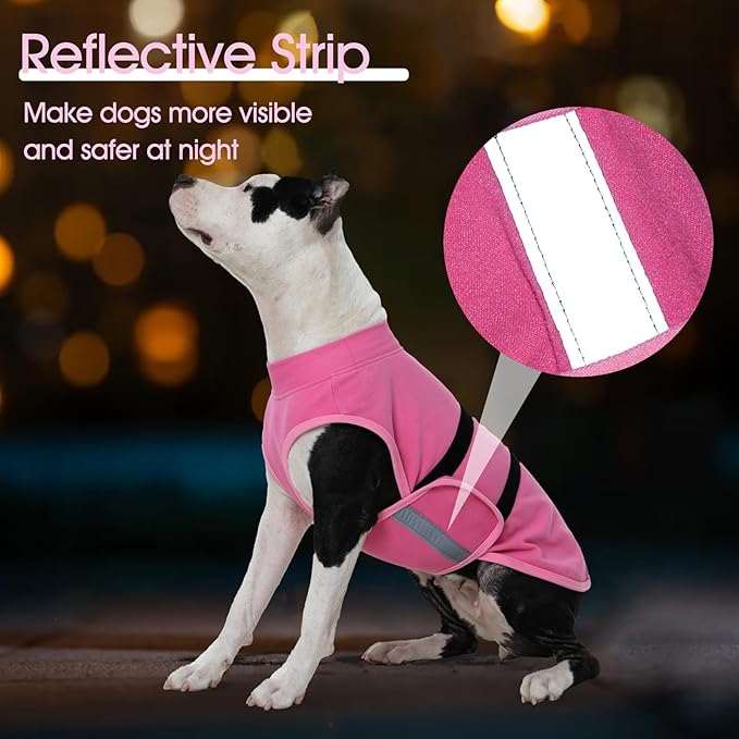 IDOMIK Warm Fleece Dog Sweater for Small Dogs,Soft Winter Dog Fleece Jacket Coat for Fall Cold Weather,Adjustable Fleeced Vest with Reflective Strips,Pullover Pet Sweatshirt for Girl Boy Dogs,Rose,S