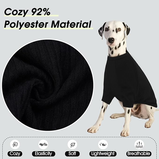 ROZKITCH Dog Shirt with Hoodie Dog Ears Cover 2 in 1, Soft Lightweight Dog Striped T Shirt Pullover Dog Tank with Detachable Ear Wrap, Dog Hoodie Tshirt Dog Boy Girl, Stretchy Sweater Black XL