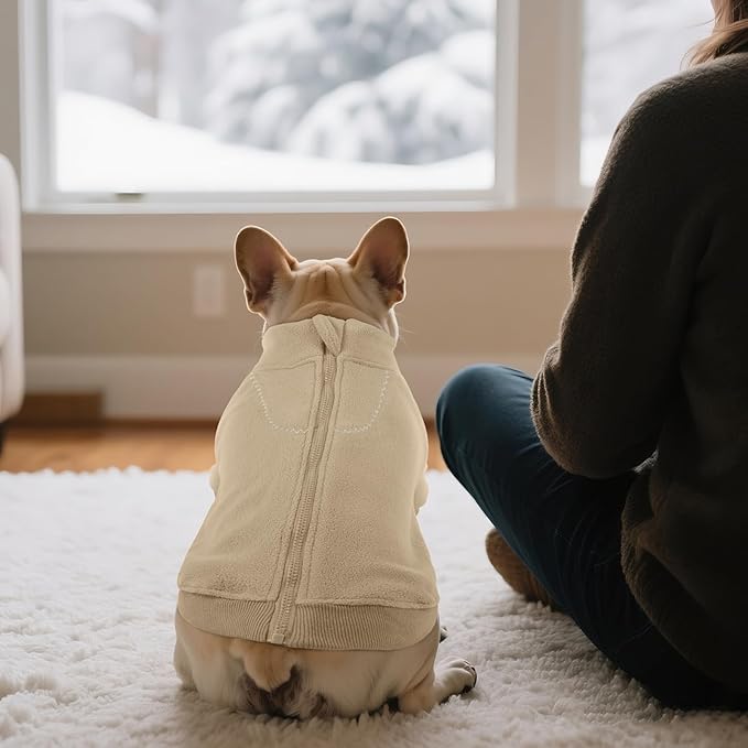 BRKURLEG Dog Sweater, Turtleneck Thick Dogs Sweatshirts Fleece Sweater, Dog Winter Coat for Small Medium Large Dogs, Pet Warm Sweaters with Zipper, Pullover Jacket with Sleeve (Light Coffee, XS)