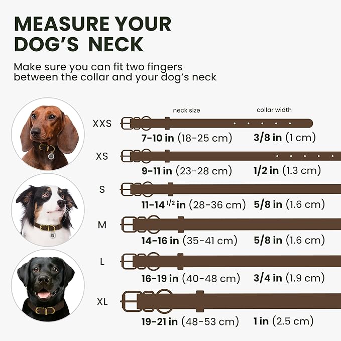 BronzeDog Rolled Leather Dog Collar with QR ID Tag, Adjustable Soft Round Collars for Small Medium Large Dogs Puppy (16" - 19" Neck Size, Brown)