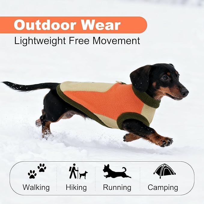 Dog Thermal Sweater, Cozy Fleece Coats with Leash Ring,Cold Weather Sweatshirts for Medium Breeds,Indoor & Outdoor, Comfortable & Stretchy,Machine Washable,Orange,Size 2XL