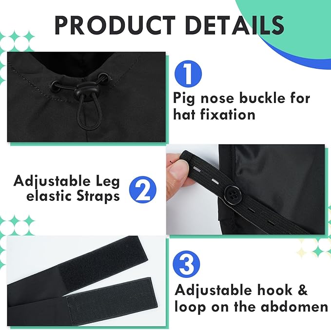 MIGOHI Dog Rain Coat, Hooded Rain Jacket for Dog | Adjustable Hood and Hind Leg Straps Dogs Rain Coat, Reflective Strap for Night Walking, Black, XL
