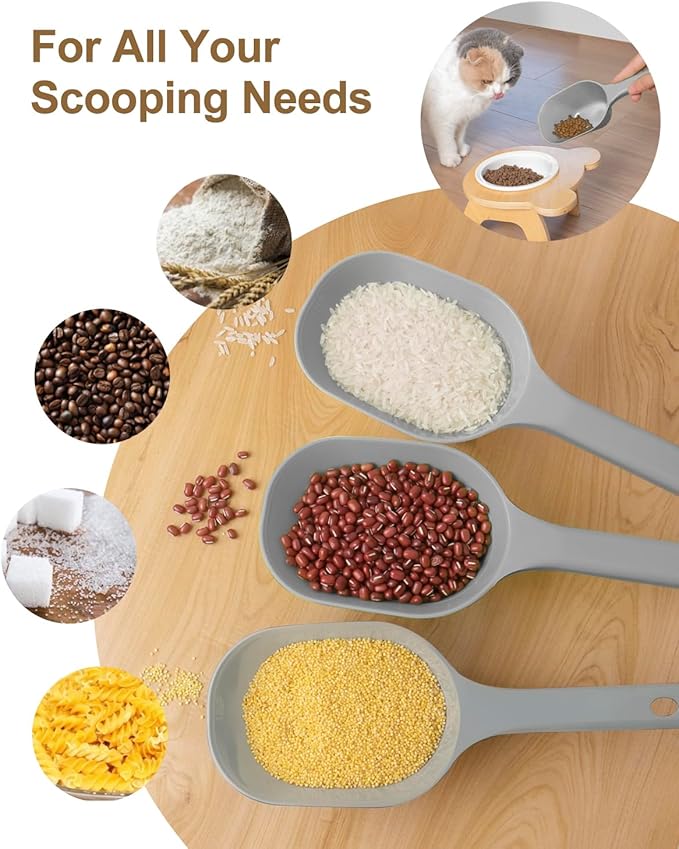 ANVS 3 Pack Dog Food Scoop Set, 1 Cup Dog Food Scoop Multi Purpose Plastic Pet Food Scoop Measure Cups for Dog,Puppy and Cat
