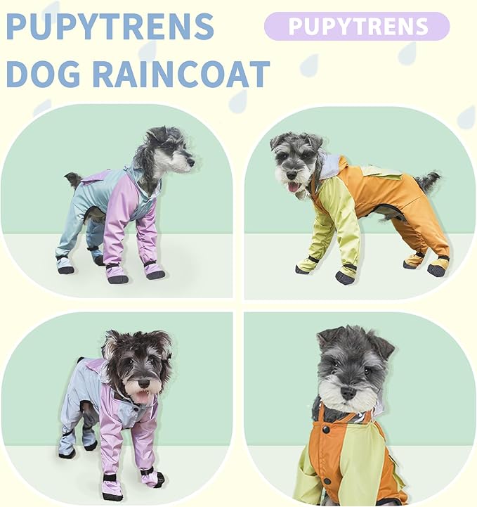 Dog Raincoat with Transparent Hood, Waterproof Jacket for Small Dogs with Snap-Button Chest, Leash Hole & Hook-and-Loop Cuffs Sleeves, Back Pocket for Treats (Yellow, Medium)