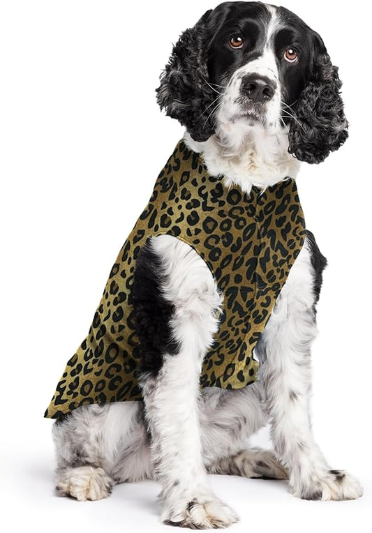 Goldpaw Stretchy Fleece Jacket for Small Dogs - Super Soft, Warm Dog Sweater - Pet Sweater Vest for Fall and Winter - Canine Clothes Made in The USA - Machine Washable - Leopard - Size 20