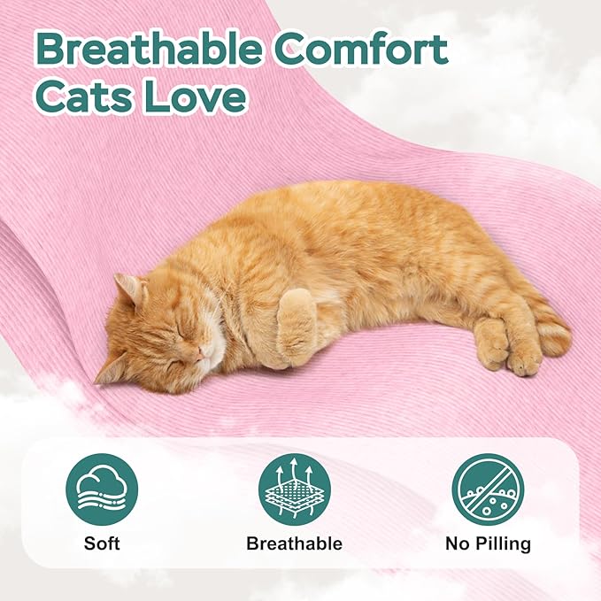 Self-Adhesive Cat Grooming Wrap, Cozy Cat Wrap for Cutting Nails, Breathable Anti-Scratch Cat Swaddle Bag for Brushing, Ear Cleaning, Dental Care, Medication, Injections, Pink S