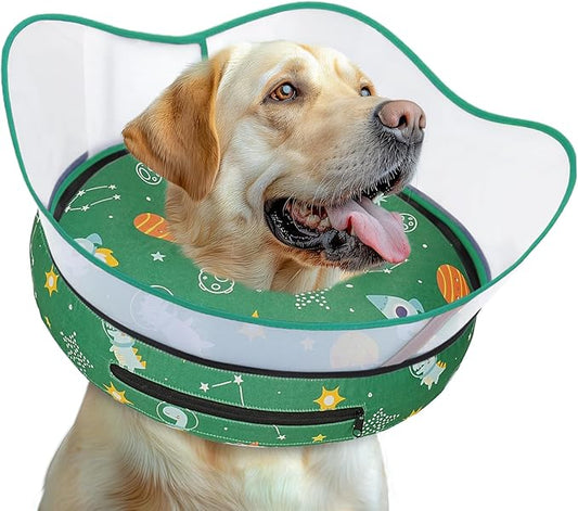 Elevated Inflatable Dog Cone Collar to Stop Licking, Doggie Donut Collar After Surgery, Soft Dog Cone Alternative for Small Medium Large Dogs