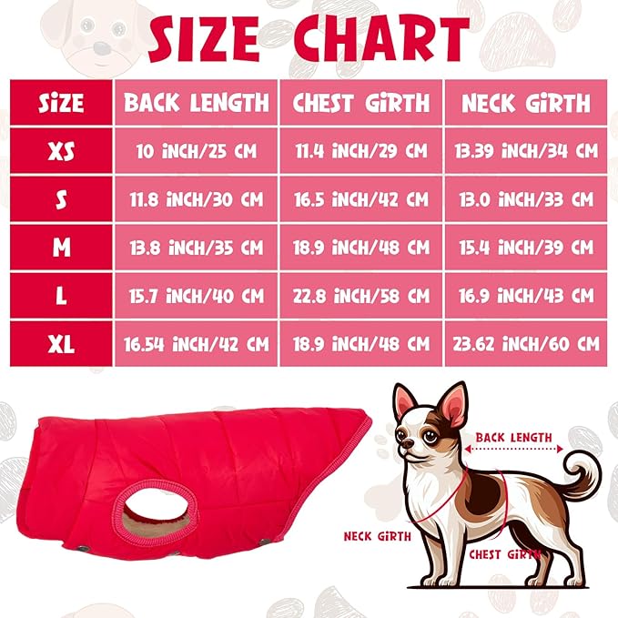 Syhood 2 Pieces Dog Jacket 2 Layers Fleece Lined Dog Jacket Warm Soft Windproof Small Pet Coat for Winter Cold Weather(L,Red, Pink)
