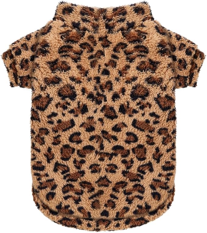 GreenJoy Leopard Print Dog Sweater – Stretchy Fleece Dog Turtleneck Sweatshirt for Puppies & Cats, Soft & Warm Pet Winter Clothes for Small, Medium & Large Dogs (Coffee Brown, Large/X-Large)