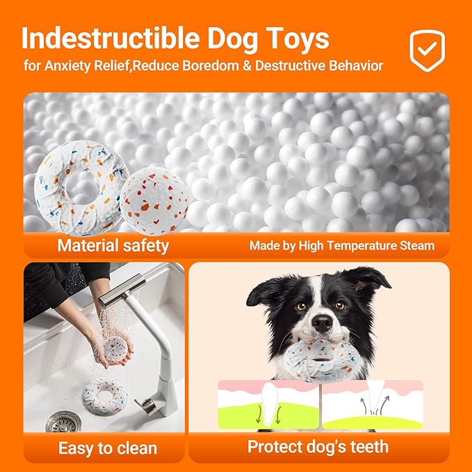 Aktor E-TPU Dog Balls, Interactive Dog Toys Tug of War, Teething Toys for Boredom to Keep Them Busy, Indestructible Dogs Toy for Dogs 2 Types (5 inch, Orange-Blue)
