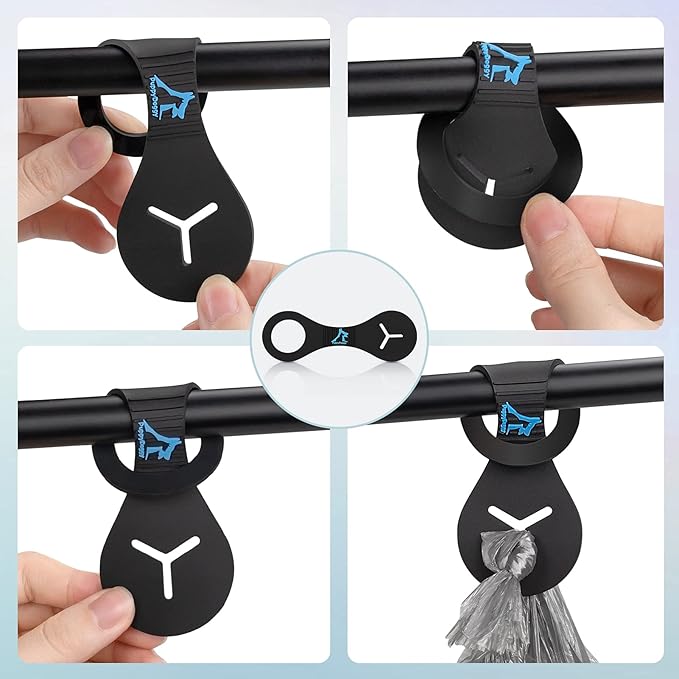 PuppyDoggy Dog Poop Bag Holder for Leash Waste Bag Carrier Dog Poop Bag Dispenser for Walking Running Bicycle Accessory 2 Pieces (Black + Green)