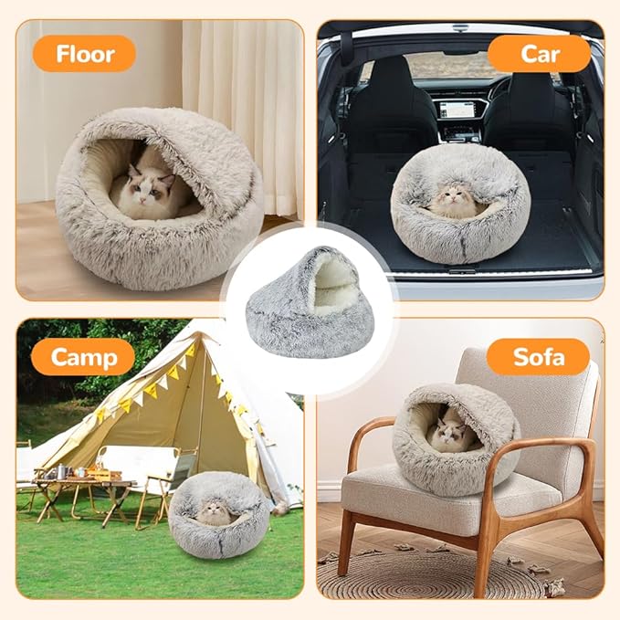 Lapcatz Nest Bed, 2026 Upgraded Cat Beds for Indoor Cats, Portable Fluffy Pet Bed, Durable Covered Cat Bed for Indoor Use, Soft Puppy Bed for Pet Owners (Green, Medium)
