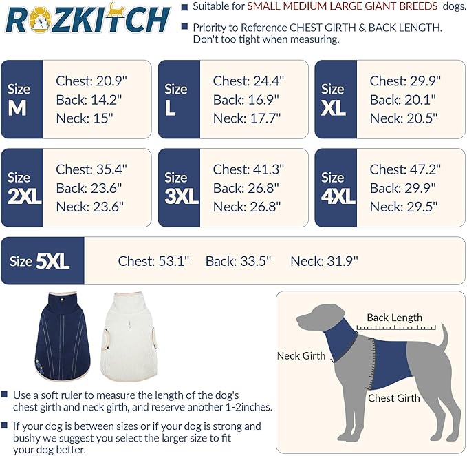 ROZKITCH Reversible Dog Fleece Jacket, Adjustable Double-Sided Vest for Chilly Winter, Super Warm Fleece Sherpa Sweater with Embroidery, Plush Sweatshirt for Small Breeds DarkBlue M