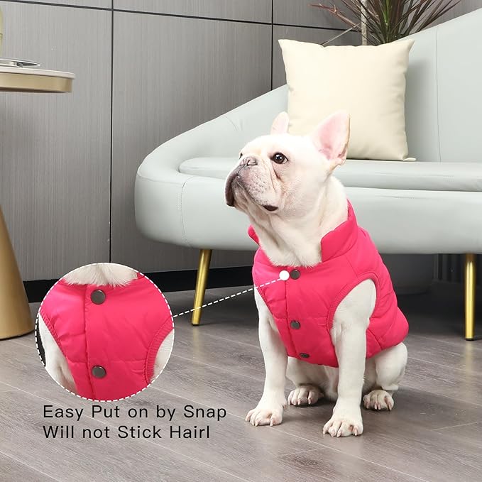 2 Layers Fleece Lined Warm Dog Jacket for Puppy Winter Cold Weather,Soft Windproof Small Dog Coat,Pink M