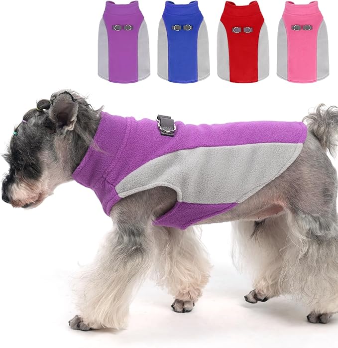 KOOLTAIL Dog Sweater - Dog Fleece Vest Jacket with Leash D-Ring for Small Medium Large Dogs, Soft Pullover Winter Warm Cold Weather Coats, Pet Fall Clothes Outfit for Puppy Cat Boys&Girls, Purple XL
