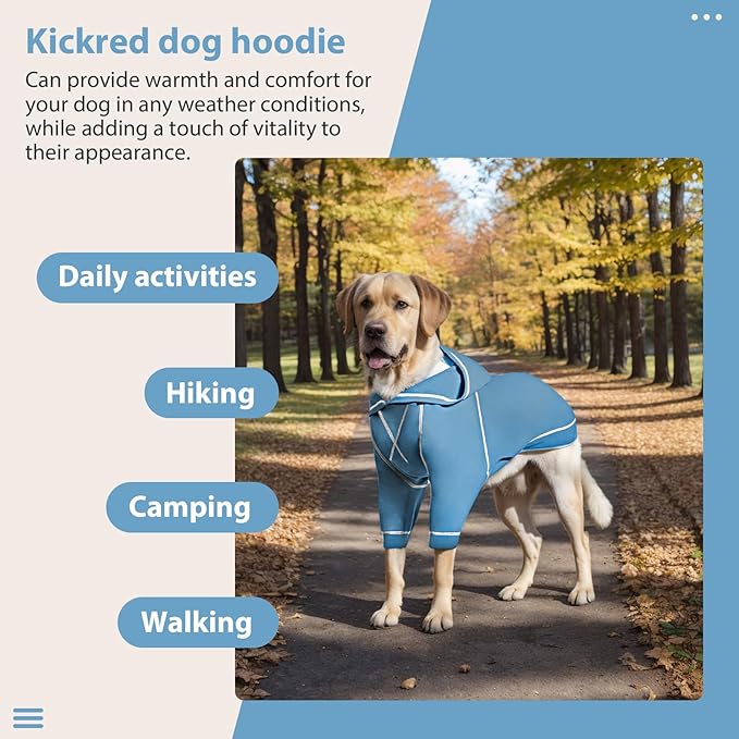 Basic Dog Hoodie Sweatshirts, Pet Clothes Hoodies Sweater with Hat and Leash Hole, Soft Cotton Outfit Coat for Small Medium Large Dogs, Light Blue (Medium)