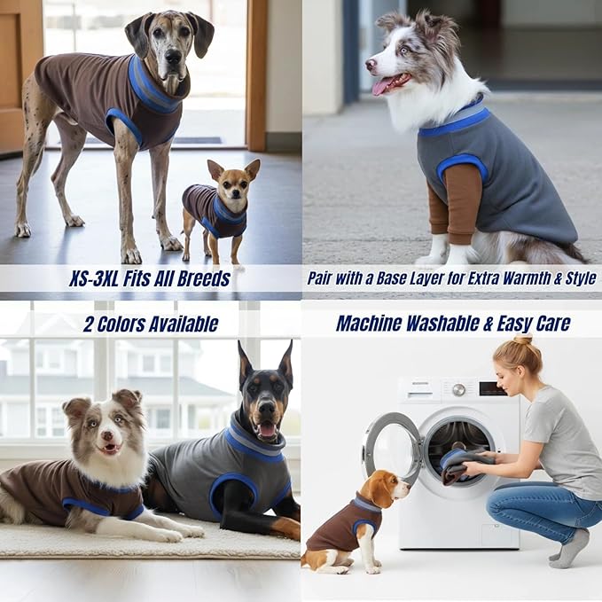 Winter Warm Turtleneck Fleece Vest Dog Clothes, Ultra-Soft & Snug-Fit Puppy Coat for Large Dogs with Back-Zipper, Thermal Doggie Vests Sweatshirt with Reflective Strip, Pet Sweater Male Girl(Grey, L)