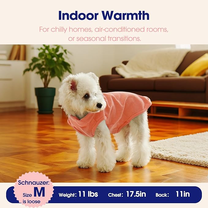 FUAMEY Dog Fleece Vest for Medium Dogs,Warm Stretchy Dog Sweatshirts Pullover with Leash Hole Dogs Sweater Soft Pet Turtleneck Cozy Pet Vest Lightweight Sleeveless Orange M