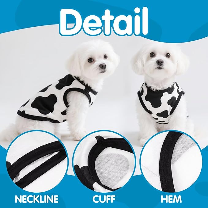 Adorable Cow Print Dog Shirts – Lightweight, Cozy Outfit for Small to Medium Dogs, Soft & Snuggly Pet Wear for Everyday Comfort and Cuteness.Back & 3XL