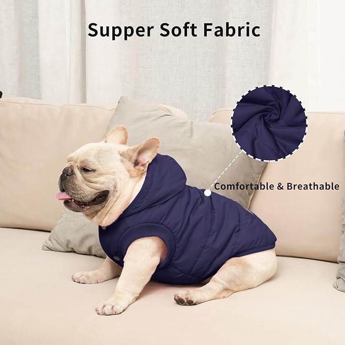 Fleece Lining Extra Warm Dog Hoodie in Winter for Medium Dogs Jacket Pet Coats with Hooded,Blue L
