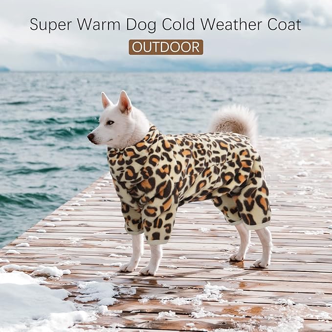 ROZKITCH Dog Leg Warmers for Small Dogs, Pet Windproof Warm Cold Weather Jacket Vest with Luminous Zipper, Jumpsuit Apparel Outfit Clothes for Small Medium Large Dog Brown XS