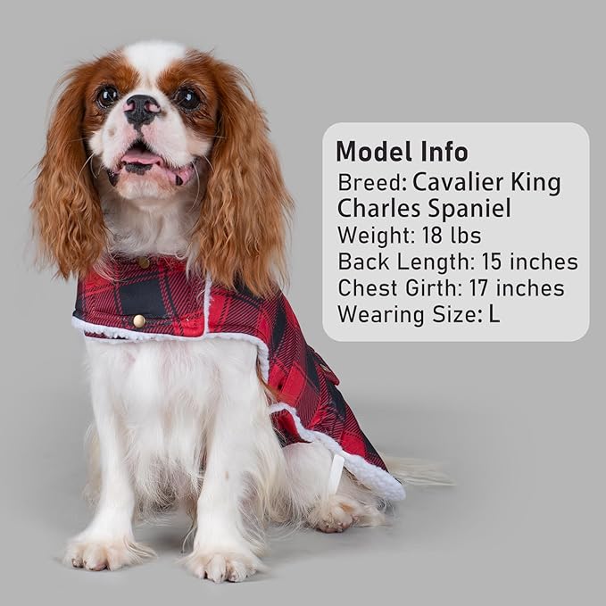 KYEESE Dog Coat Waterproof Dogs Jacket with Fleece Lined Soft Pet Sweater for Cold Weather Windproof Dog Coats for Small Dogs Thick Cat Clothes with Pocket Warm Pet Winter Puffer Coat with Leash Hole