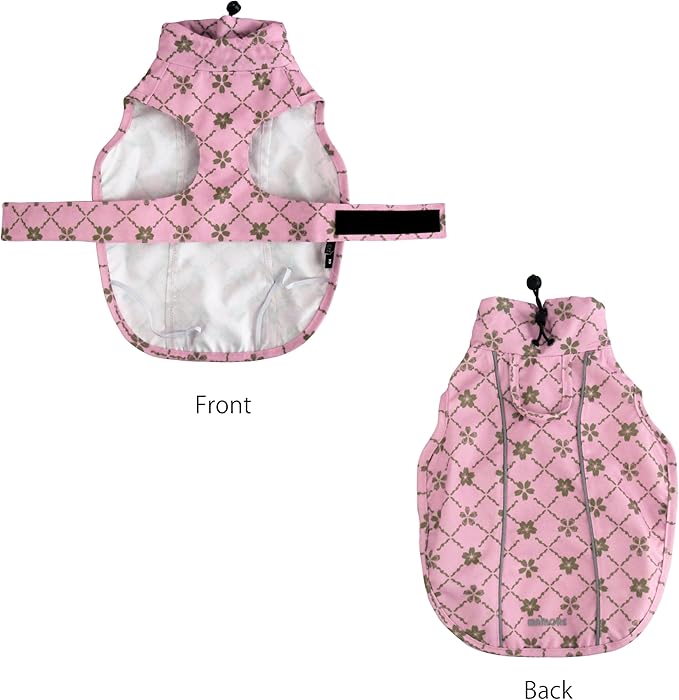 Adjustable Waterproof Dog Raincoat for Dogs,Lightweight Pet Rain Jacket Puppy Clothes with Reflective Strip for Small Medium Large Dogs(X-Large,Gold Cheery Blossoms Pink)