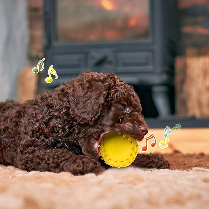 Hiboom 12 Pcs Squeaky Dog Toy Balls Reliable Rubber Squeaker Fun Interactive Puppy Chew Toys Outdoor Beach Ball for Large and Small Pet Aggressive Chewers