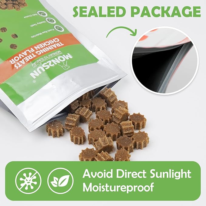 MON2SUN Grain-Free Soft Dog Treats, Gear-Shaped Training Treats for Puppy to Senior, Chicken Flavor, Low Calorie & Gluten-Free, 10.6 oz
