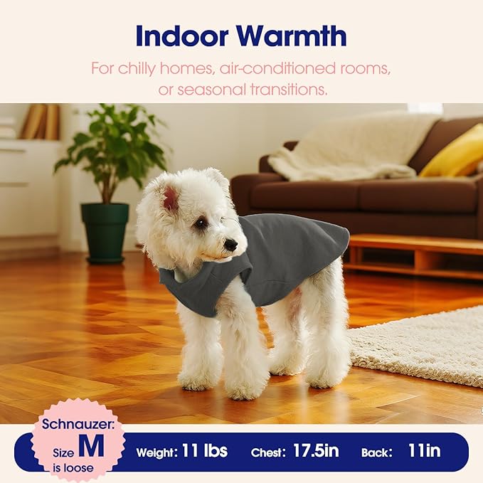 FUAMEY Dog Fleece Vest for Large Dogs,Warm Stretchy Dog Sweatshirts Pullover with Leash Hole Dogs Sweater Soft Pet Turtleneck Cozy Pet Vest Lightweight Sleeveless Grey XL