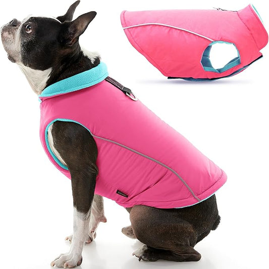 Gooby - Sports Vest, Fleece Lined Small Dog Cold Weather Jacket Coat Sweater with Reflective Lining, Pink, Small