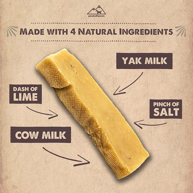 peaksNpaws Premium Yak Cheese Dog Treats - Natural Yak Chews from Himalayan Mountains - Grain Free, Lactose Free - Easily Digestible, 100% Eco-Friendly Packaging (3 Lb. Bag)