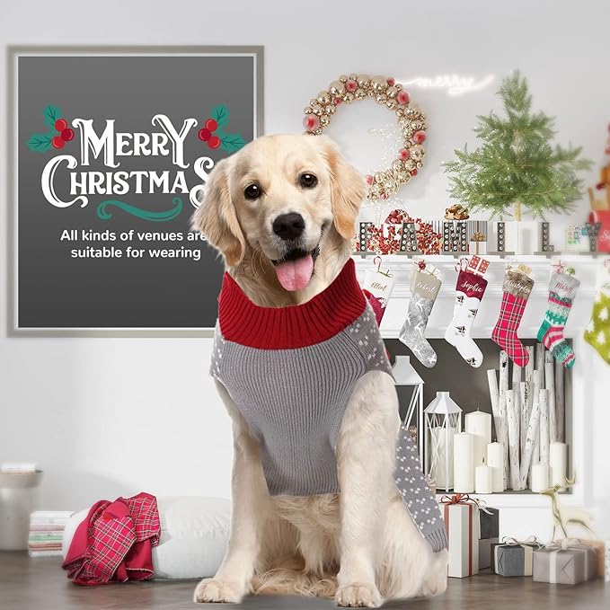 PETCARE Dog Christmas Sweater Ugly Elf Clown Cat Sweater Vest Pet Jumper Grey Green Holiday Dog Clothes Puppy Sweaters for Small Medium Large Dogs Cats Fall Winter Outfits Xmas Dogs Costume,X-Small