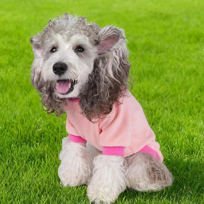 GreenJoy Classic Fleece Dog Sweater – Soft & Warm Stretchy Sweatshirt for Small Dogs & Cats, Cold-Weather Pullover for Everyday Wear (Light Pink, Medium)