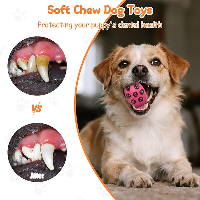 Squeaky Dog Toys, Soft Chewing Dog Balls, 9 Pcs Interactive Squeak Fetch Playing Pet Toy, Durable Bouncing Toys to Keep Them Busy, 2.6" Egg Ball for Puppies Small Breeds