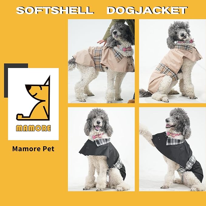 MAMORE Dog Jacket Waterproof Outdoor Vest for Smal Medium Large Dogs, Windproof Adjustable Breathable Lightweight Fashion Casual Dog Clothes (Khaki, XXX-Large)