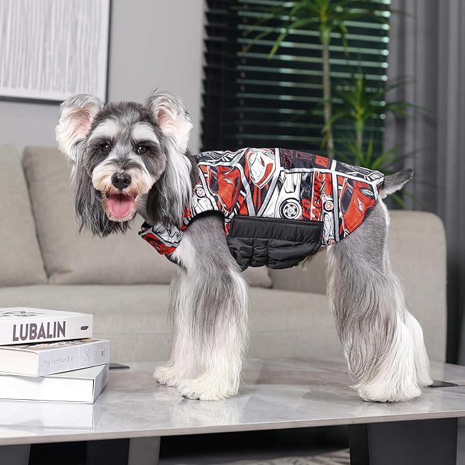 CuteBone Winter Dog Coat - Waterproof Windproof Reversible Vest, Thick Adjustable Cold Weather Jacket for Small Medium Large Dogs, Soft With Leash Hole GMF30M