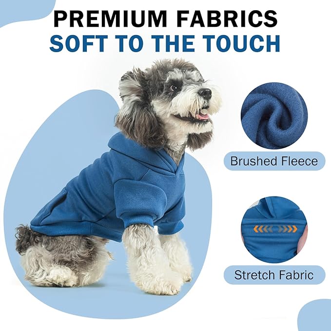 SCENEREAL Dog Hoodie Sweaters for Small Medium Large Size Dogs, Fleece Dog Sweatshirt with Hat and Pocket,Soft Cold Winter All Weather Dog Clothes for S to XL Sized Dogs, Blue M