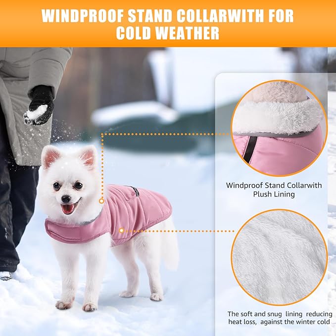 iBuddy Dog Winter Coats with Fleece Vest,Waterproof Warm Dog Snow Jacket Windproof, Reflective Adjustable Pet Dogs Cold Winter Coat for Dogs Girl Boy