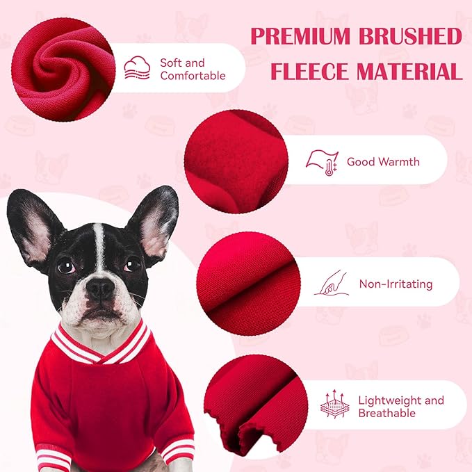Dog Sweaters for Large Dogs, Brushed Fleece Dog Sweater Baseball Jacket Large Pet Sweater Clothes Soft Warm Boy Girl Pet(Red-XL)