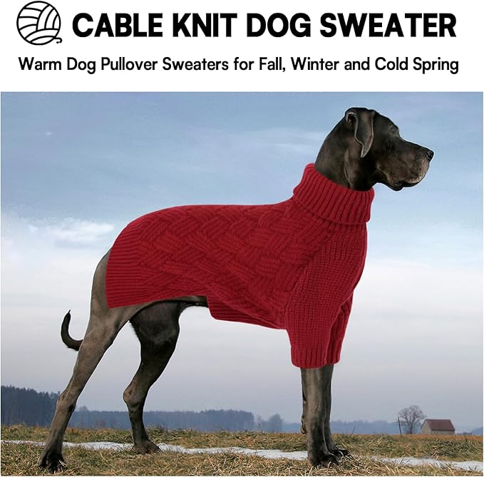 KOESON Small Dog Sweater Female and Male, Pullover Dog Sweater with Sleeves, Easy On Christmas Sweaters for Dachshund, Chihuahua, Pug, Yorkie, Warm Knitted Winter Apparel for Small Dogs, Red, S